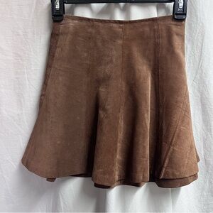VTG Stefano World Wide 100% Leather Skirt Brown Flare